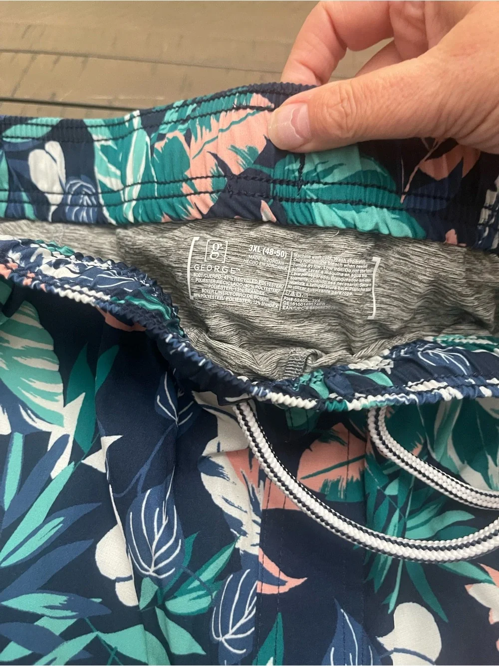 George Navy Floral-Leaf Men's Swim Trunks